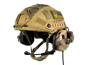 Комплект шлем кевларовый FAST Helmet NIJ IIIA/наушники Earmor M32 Mod3 с чебурашкой/кавер XL Мультикам
