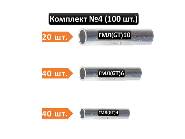 Комплект соеденительных гильз (3 вида, 100 шт) ГМЛ: 4/6/10/ мм2 [0004-elnik]