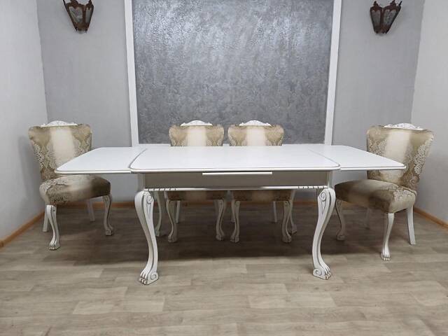 Комплект: стіл розкладний і 4 стільця на 'лапах'. Дерев'яні, різьблені. Не потребують реставрації !!! Відреставровані ! Пофарбова - Фото 8