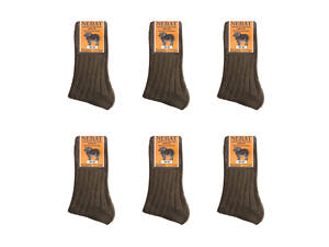 Комплект темно-зелених хакі 6 пар шкарпеток з натуральної овечої шерсті «Nebat» 39-42