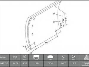 Комплект тормозных башмаков, барабанные тормоза SAF 3057396600