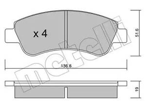 Комплект тормозных колодок на 1007, 2008, 206, 207, 208, 301, 307, Berlingo, C-Eelysee, C2, C3, C3 Picasso, C4, C4 Ca...