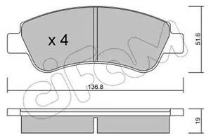 Комплект тормозных колодок на 1007, 2008, 206, 207, 208, 301, 307, Berlingo, C-Eelysee, C2, C3, C3 Picasso, C4, C4 Ca...