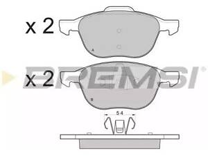 Комплект тормозных колодок на 3, 5, C-MAX, C30, C70, Ecosport, Focus, Focus C-MAX, Granada C-MAX, Kuga, S40, Tourneo ...