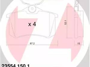 Комплект тормозных колодок на 405, A4, Avantime, Clio, Cordoba, Golf, Ibiza, Megane, Modus, Polo, Scenic, Toledo, Vento