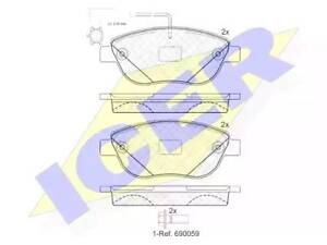 Комплект тормозных колодок на 500 / 595 / 695, 500 C, 500C / 595C, Combo, Grande Punto, Linea, Punto