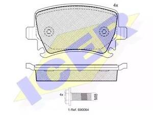 Комплект гальмівних колодок на A3, A4, A6, Caddy, Eos, Exeo, Golf, Jetta, Leon, Octavia, Passat B6, Passat B7, Passat.