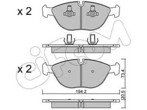 Комплект гальмівних колодок на A4, A8, Arnage, C-Class, CLK-Class, Continental, Crossfire, E-Class, Golf, Passat B5, S...