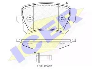 Комплект тормозных колодок на A6, Alhambra, Kodiaq, Passat B6, Passat B7, Passat B8, Passat CC, Q3, Sharan, Tiguan