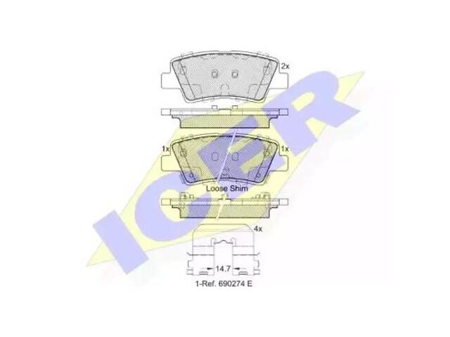 Комплект гальмівних колодок на Accent, Carens, Ceed, Elantra, Grandeur, I10, I20, I30, I40, Niro, Optima, ProCeed, Rio...