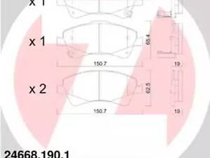 Комплект гальмівних колодок на Auris, Avensis, Corolla, Verso