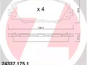 Комплект тормозных колодок на Auris, Rav 4