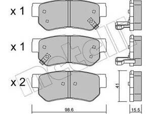 Комплект тормозных колодок на Elantra, Getz, Grandeur, Magentis, Opirus, Santa Fe, Sonata, Sportage, Trajet, Tucson