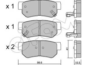 Комплект гальмівних колодок на Elantra, Getz, Grandeur, Magentis, Opirus, Santa Fe, Sonata, Sportage, Trajet, Tucson