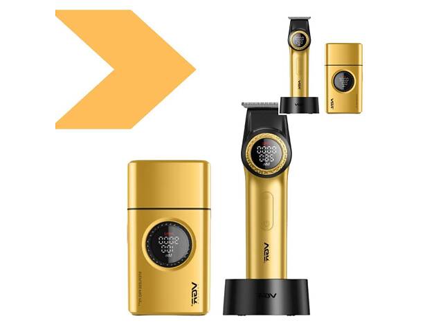 Комплект VGR 2 в 1 V-977&377 GOLD, акумуляторна машинка для стрижки та електробритва, регулювання потужності 7000-90 - Фото 2