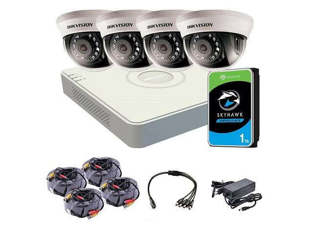 Комплект видеонаблюдения Hikvision HD-TVI 4IN 2MP + HDD