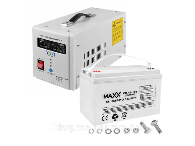 Комплект Volt Polska SINUS PRO 1000E W 12/230V 700/1000W + Акумулятор гелевий 4SUN MAXX GEL 100 Ah, оригінал! - Фото 1