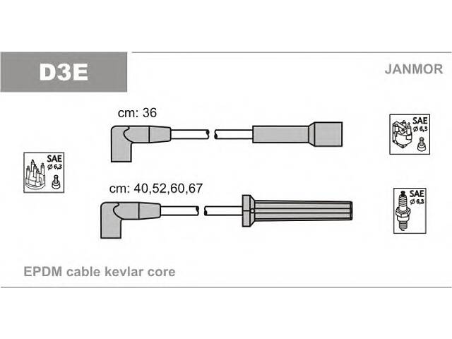 Комплект высоковольтных проводов для моделей: DAEWOO (NEXIA, NEXIA)