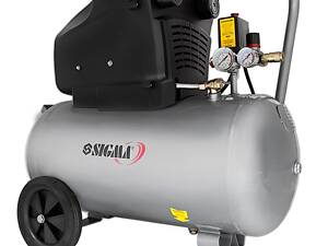 Компресор двоциліндровий безмасляний 2.2кВт 365л/хв 8бар 50л (2 крани) SIGMA (7042311)