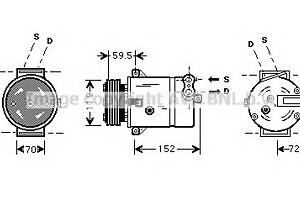 Компресор кондиціонера для моделей: CHEVROLET (VECTRA), OPEL (OMEGA, VECTRA, VECTRA, VECTRA, OMEGA, FRONTERA), SAAB (9-3),