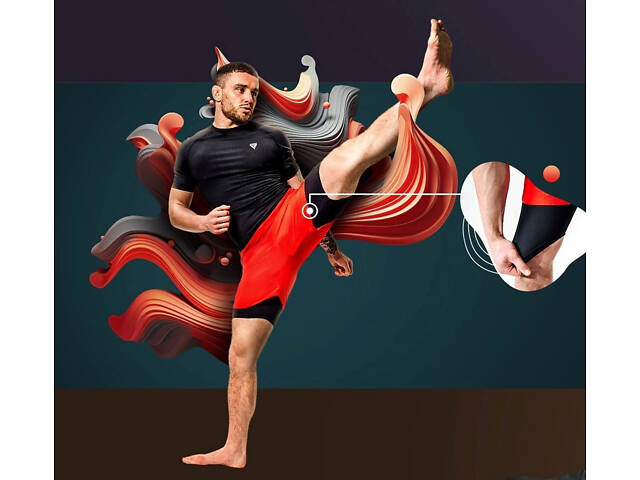 Компресійні шорти для RDX MMA T16 2-в-1 RED/BLACK-S - Фото 7