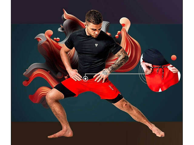 Компресійні шорти для RDX MMA T16 2-в-1 RED/BLACK-S - Фото 8