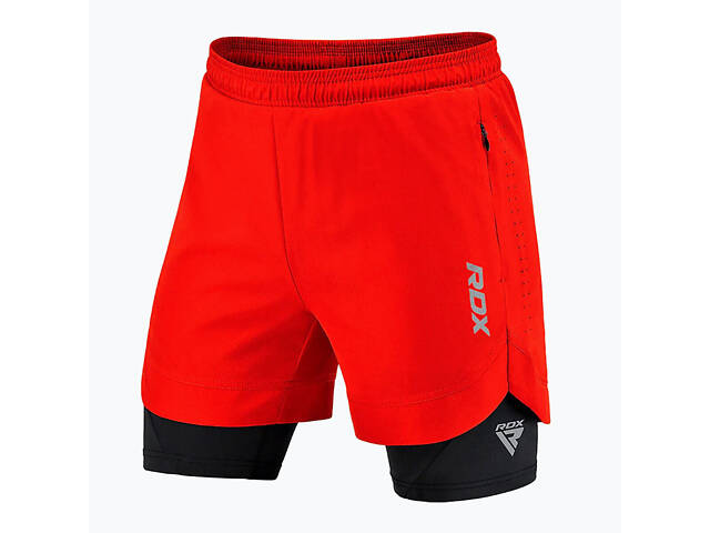 Компресійні шорти для RDX MMA T16 2-в-1 RED/BLACK-S - Фото 1