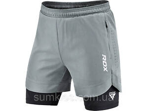 Компресійні шорти для RDX MMA T16 2-в-1 GREY/BLACK-M