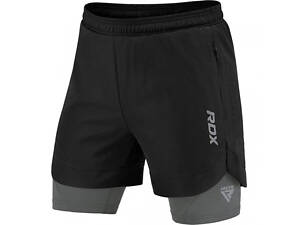 Компрессионные шорты для RDX MMA T16 2-в-1 BLACK/GREY-S