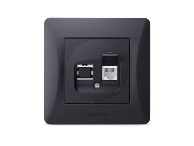 Комп'ютерна розетка Videx BINERA CAT6 одинарна чорна (VF-BNSK1PC6-BG) - Фото 1