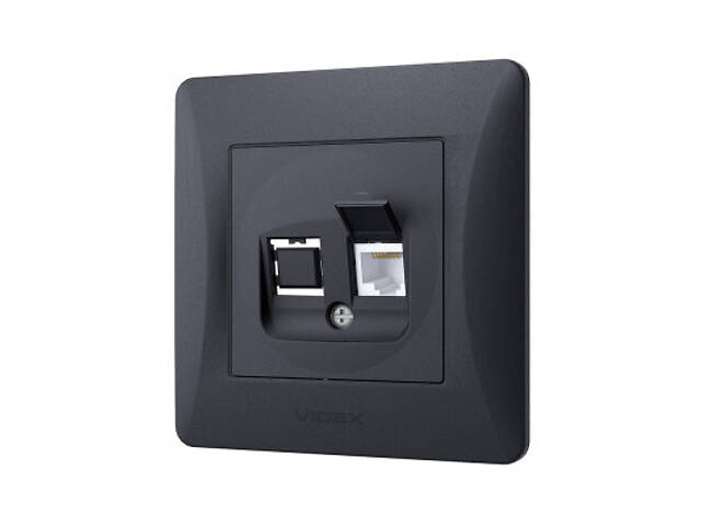 Комп'ютерна розетка Videx BINERA CAT6 одинарна чорна (VF-BNSK1PC6-BG) - Фото 2