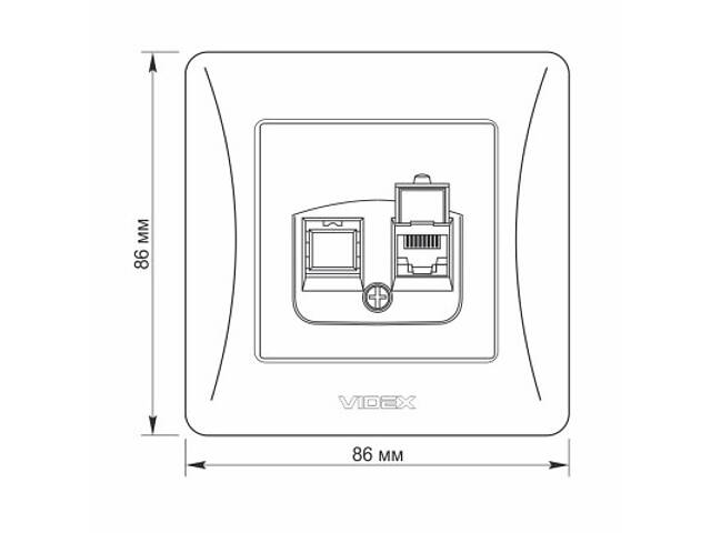 Комп'ютерна розетка Videx BINERA CAT6 одинарна чорна (VF-BNSK1PC6-BG) - Фото 6