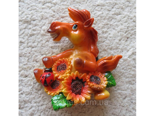 Конь магнит в подсолнухах es3 символ 2026 сувенир подарок новогодний год коня магниты 8х7см - Фото 2