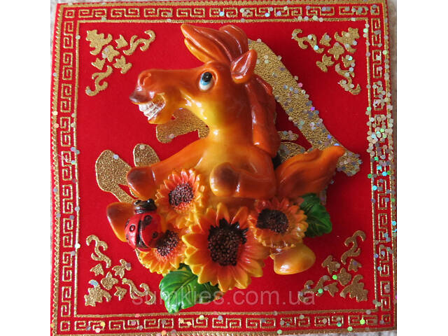 Конь магнит в подсолнухах es3 символ 2026 сувенир подарок новогодний год коня магниты 8х7см - Фото 4