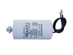 Конденсатор CBB60 Асеса - 6 мкФ x 450В, провод+болт