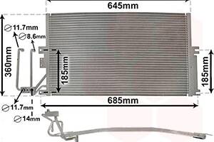 Конденсор кондиціонера VECTRA B ALL MT/AT 95-99 (Van Wezel)
