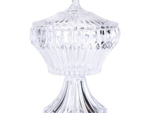 Конфетница на ножке с крышкой 18×27 см красивая ваза конфетница стеклянная на высокой ножке круглая HP-19-140