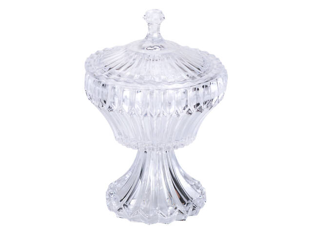 Конфетница на ножке с крышкой 18×27 см красивая ваза конфетница стеклянная на высокой ножке круглая HP-19-140 - Фото 3