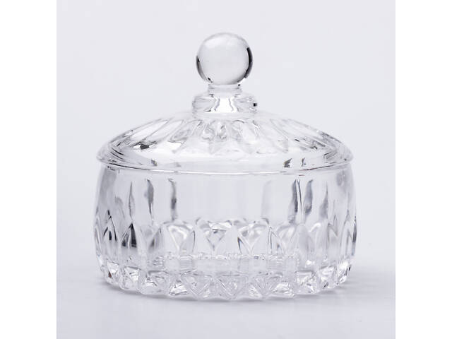 Конфетница с крышкой Ø13 см ваза конфетница круглая стеклянная прозрачная - Фото 2