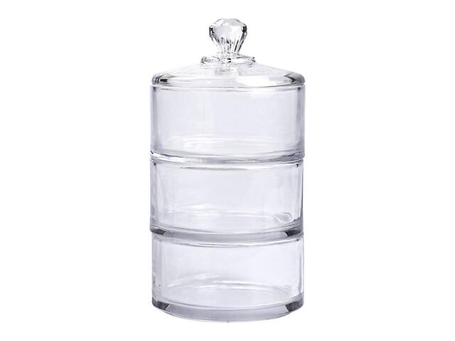 Цукерниця триярусна скляна Ø 10 см з кришкою HP-YH-22 - Фото 1