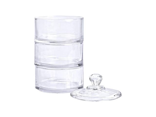 Цукерниця триярусна скляна Ø 10 см з кришкою HP-YH-22 - Фото 3