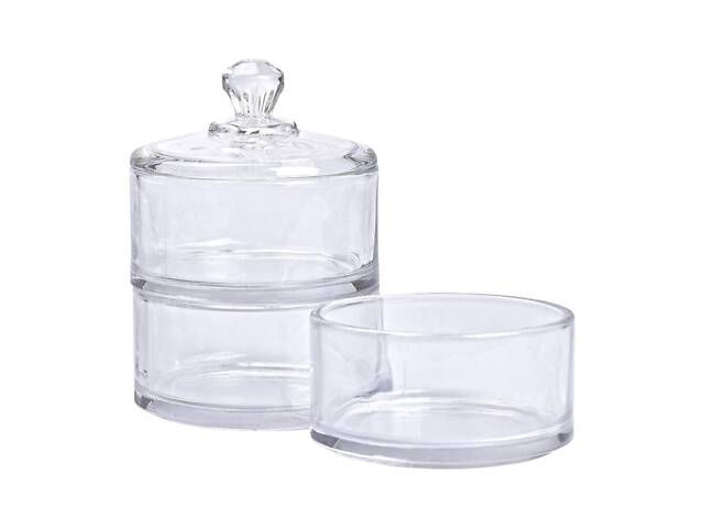 Цукерниця триярусна скляна Ø 10 см з кришкою HP-YH-22 - Фото 4