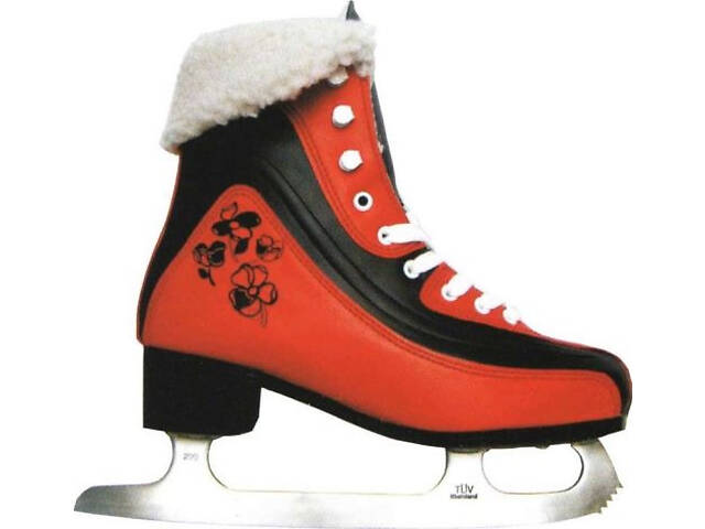 Коньки фигурные с мехом Sprinter PW-215Н, красные, 35р (стелька 22,3см) - Фото 1