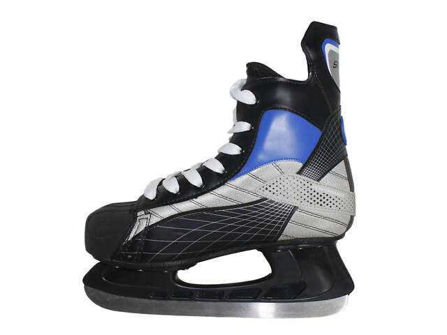 Коньки хоккейные PW-208C черно-синий 39р (стелька 24,5см) - Фото 2