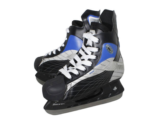 Коньки хоккейные PW-208C черно-синий 39р (стелька 24,5см) - Фото 3
