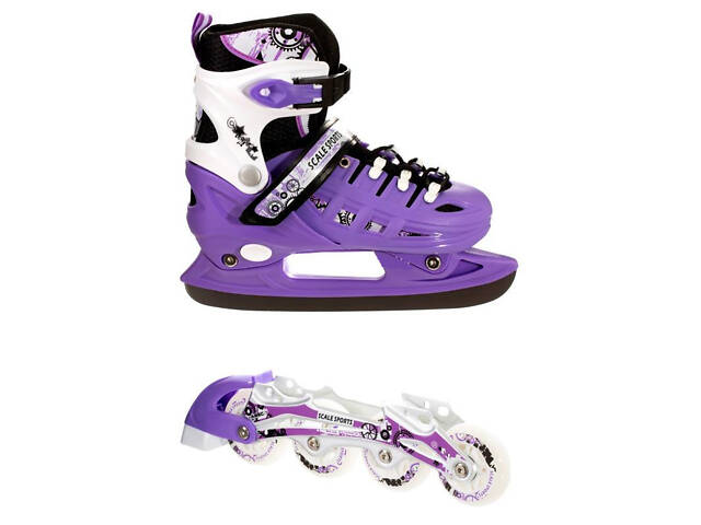 Коньки-ролики раздвижные SCALE SPORT фиолетовый р.31-34 (18см-20,5см) - Фото 1