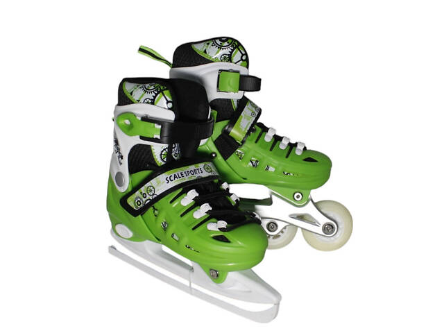 Коньки-ролики раздвижные SCALE SPORTS LF 905 салатовый р.31-34 (18см-20,5см) - Фото 1