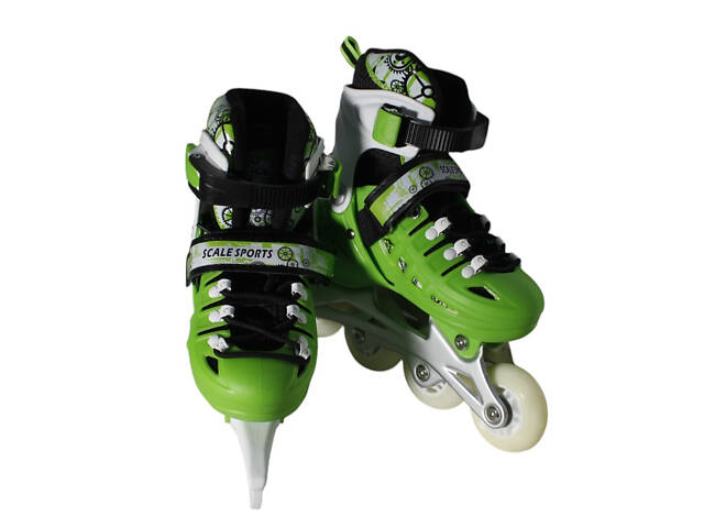 Коньки-ролики раздвижные SCALE SPORTS LF 905 салатовый р.31-34 (18см-20,5см) - Фото 2