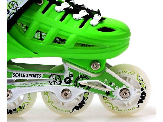Коньки-ролики раздвижные SCALE SPORTS LF 905 салатовый р.31-34 (18см-20,5см) - Фото 8