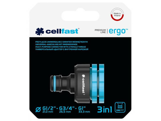 Конектор для шланга Cellfast для крана ERGO 1/2, 3/4, 1' з внутрішньою різьбою (блістер) (53-210) - Фото 3